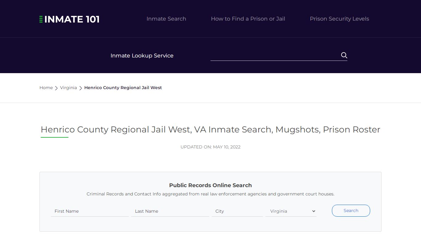 Henrico County Regional Jail West, VA Inmate Search ...